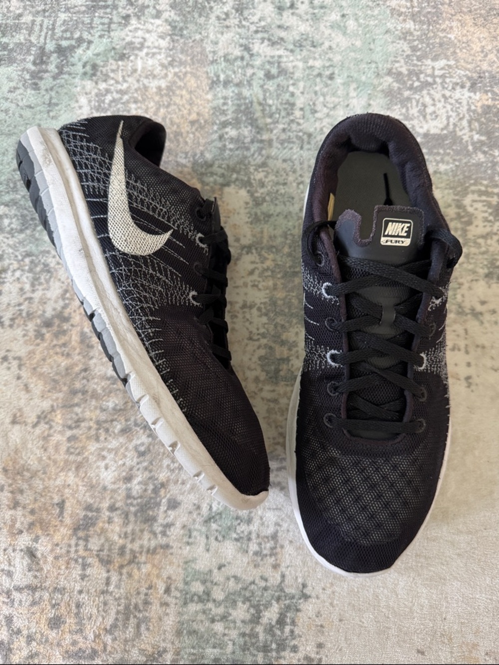 Nike Flex Fury Black and White Men's Running Shoes
